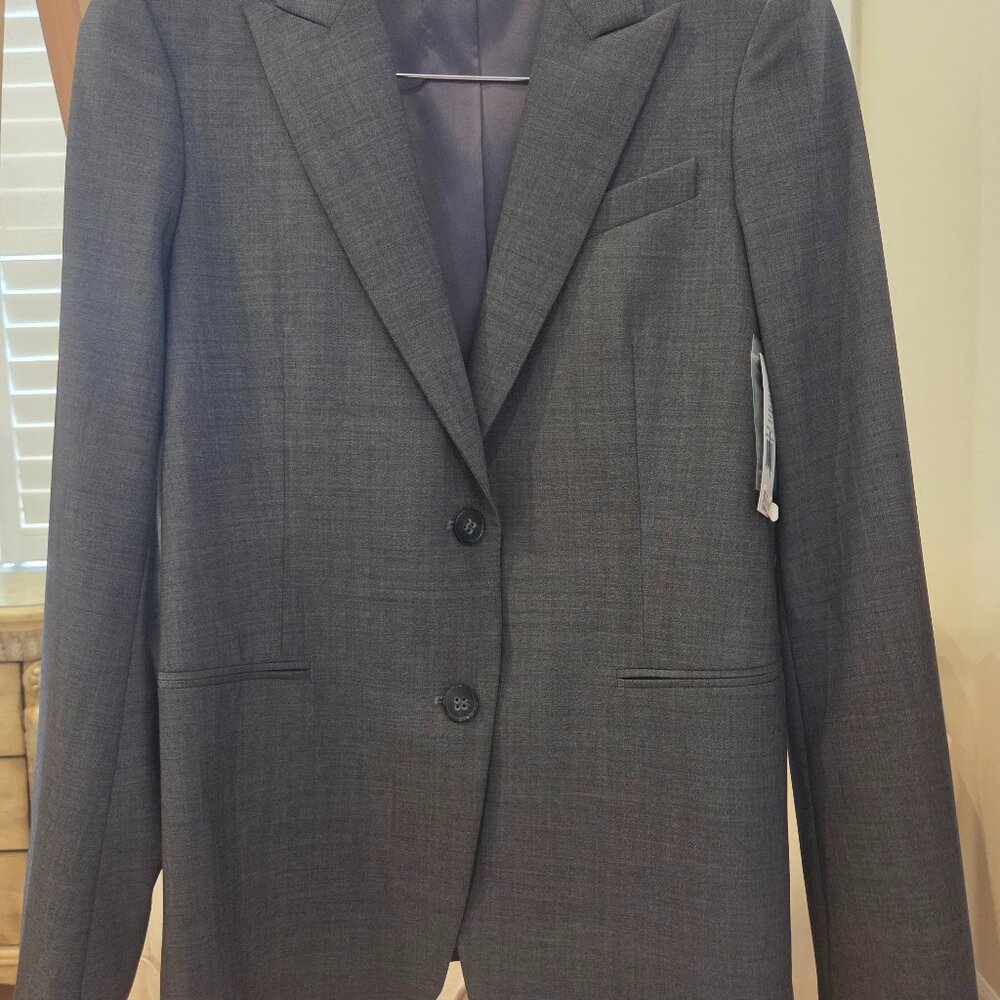 Theory Grey Wool Blazer Size 10 NWT